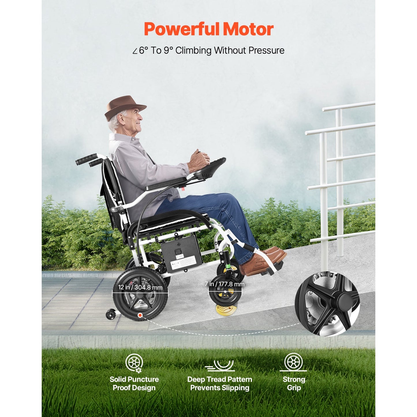 Wheelchair Electric Foldable Aluminum 220 LB 12 Mile Range 39x24x36 In