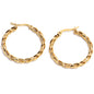 Gold PVD Steel Post Twisted 23mm Hoop Earrings