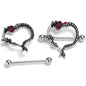 14G Serpentine Snake Flower Rose Heart Nipple Shield Set