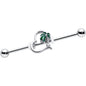 14G Clear Gem Palm Tree Love Heart Industrial Barbell 38mm