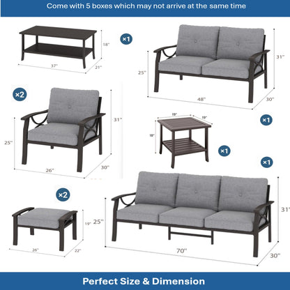 Outdoor Patio Set Steel 8 Piece Seats 9 Khaki Gray