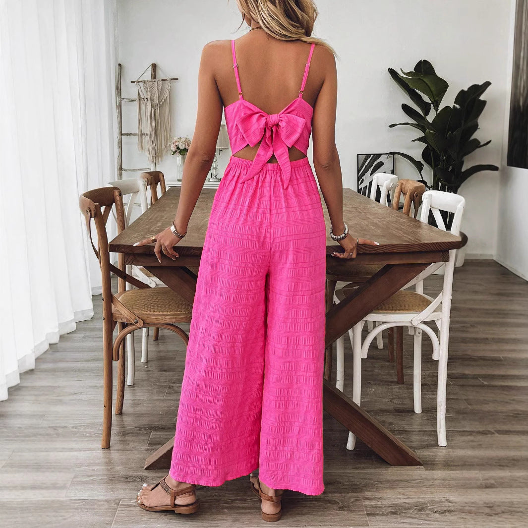 Women's Casual Loose Short Sleeved Jumpsuit