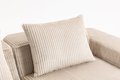 Minimalist Corduroy Sectional Sofa Beige 3-Seat 111
