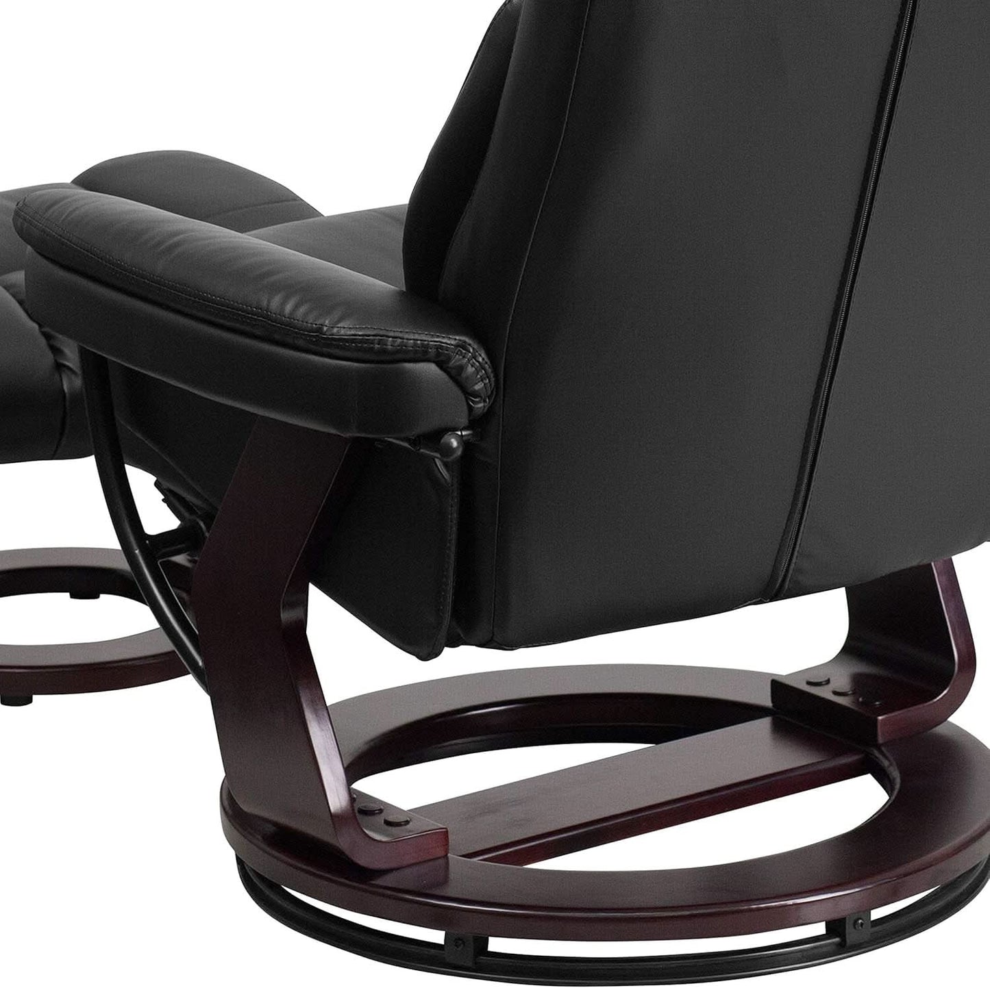 Leathersoft Upholstered Recliner With Ottoman Black