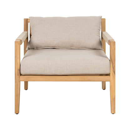 Outdoor Chair Set Acacia Wood Rope Beige Cushion Table