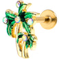 16G 1/4 Aurora Gem Gold Tone Palm Tree Glam Labret