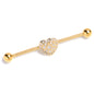 14G Clear Gem Gold Tone Ultra Luxe Heart Industrial Barbell 38mm