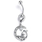 Clear Gem Riding Mermaid Dangle Belly Ring