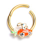 16G 3/8 Clear Gem Gold Tone Rabbit Carrot Car Hinged Segment Ring