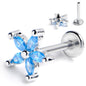 16G 5/16 Blue CZ Gem Flower Fantastic Internally Threaded Labret
