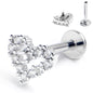 16G 5/16 Clear CZ Gem Open Heart Internally Threaded Labret Tragus