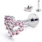 16G 5/16 Pink CZ Gem Open Heart Internally Threaded Labret Tragus