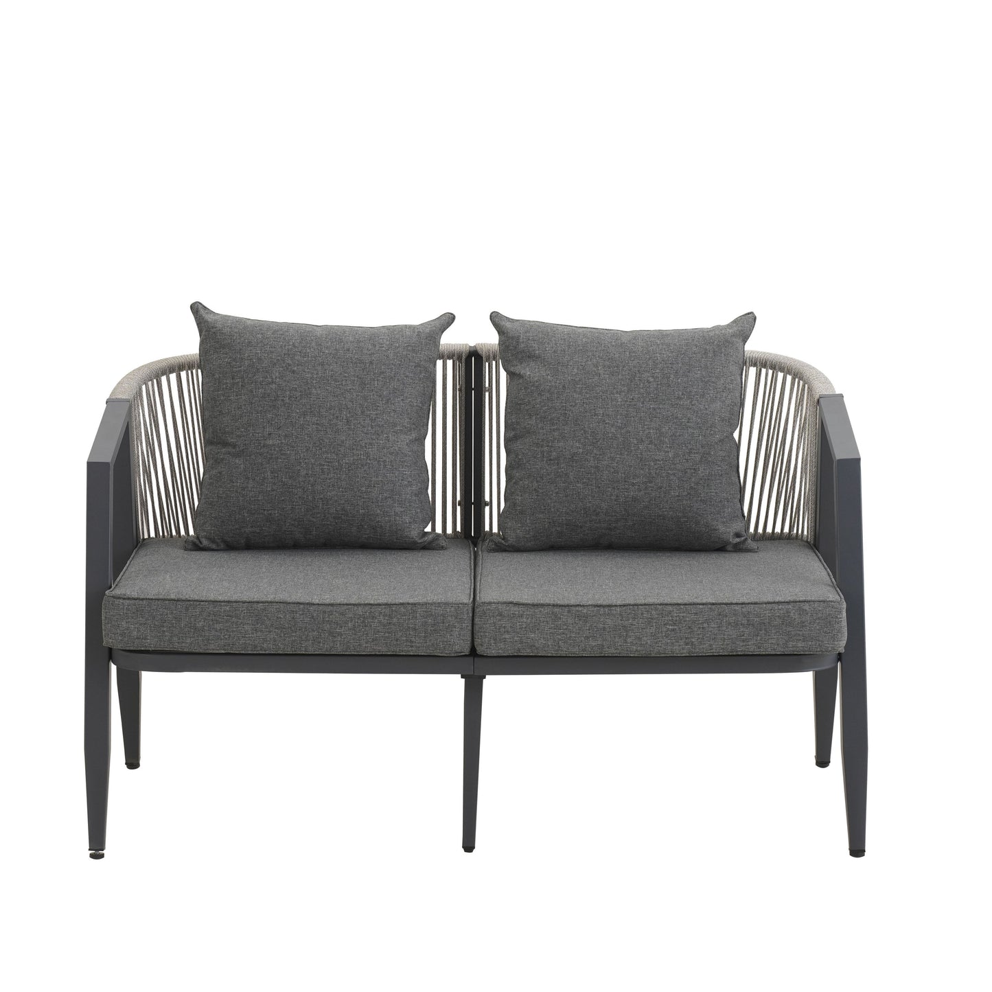 Outdoor Seating Set 4 Piece Bench Chairs Table Iron Gray