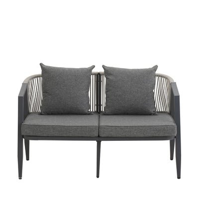 Outdoor Seating Set 4 Piece Bench Chairs Table Iron Gray
