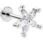 16G 5/16 Clear CZ Gem Flower Fantastic Internally Threaded Labret