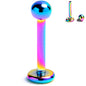 16G 5/16 Rainbow Internally Threaded Ball Labret Monroe Tragus