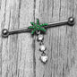 14G Clear Gem Palm Tree Love Dangle Industrial Barbell 38mm