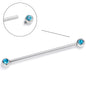 14G Blue Gem Internally Threaded Industrial Barbell 38mm