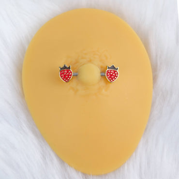 14G 9/16 Bioplast Delicious Strawberry Barbell Nipple Ring Set