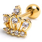 16G 1/4 Clear Gem Gold Tone Epic Crown Cartilage Tragus Earring