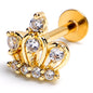 16G 5/16 Clear Gem Gold Tone Epic Crown Labret Monroe Tragus