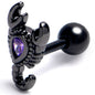 16G 1/4 Purple Gem Black Goth Scorpion Cartilage Tragus Earring