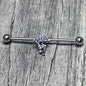 14G Clear Blue CZ Gem Jellyfish Blue Industrial Barbell 38mm