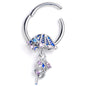 16G 3/8 Clear Blue Gem Jellyfish Blue Hinged Segment Ring