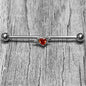 14G Red CZ Gem Fusion Of Love Heart Arrow Industrial Barbell 38mm