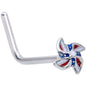 20G 7mm Patriotic Pinwheel L Shape Nose Ring