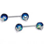 14G 9/16 Mermaid Dark Blue Scale Tail Barbell Nipple Ring Set
