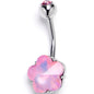 Pink Delicate Blossom Flower Internally Threaded Belly Ring