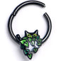 16G 3/8 Black Pouncing Cat Hinged Segment Ring
