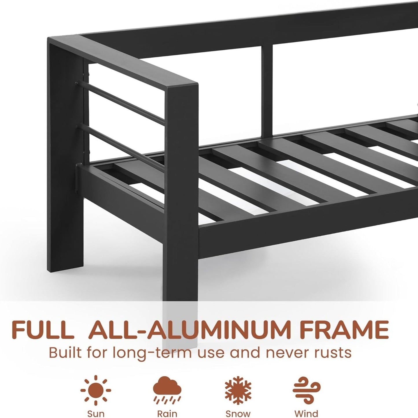 Outdoor Patio Set 3 Piece Aluminum Sofa Loveseat Black Blue