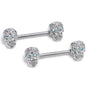 14G 9/16 316L Steel Skulls Blue Gem with Titanium Barbell Nipple Rings
