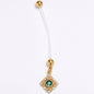 Green Clear Gem Bioplast Royal Beauty PTFE Dangle Pregnancy Belly Ring