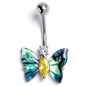 Clear Yellow Gem Dark Butterfly Belly Ring
