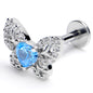 16G 3/8 Blue CZ Gem Butterfly Delight Labret Monroe Tragus