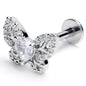 16G 3/8 Clear CZ Gem Butterfly Delight Labret Monroe Tragus