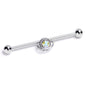 14G Aurora Gem Textured Saturn Industrial Barbell 38mm