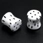White Acrylic Retro Dots Black Double Flare Plug Set  6mm to 20mm Sizes
