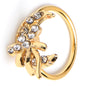 20G 5/16 Clear CZ Gem Gold Tone Bow Moon Nose Hoop
