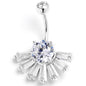 Clear CZ Gem Deco Elegance Fan Belly Ring