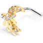 20G 1/4 Clear CZ Gem Bow Golden Moon L Shape Nose Ring