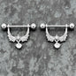 14G 9/16 Clear CZ Gem Alluring Wings Dangle Nipple Ring Set