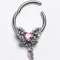 16G 3/8 Clear Gem Whimsical Butterfly Segment Ring with Dangle
