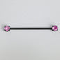 14G Pink Gem Black Forward Facing Internally Threaded Industrial Barbell 38mm