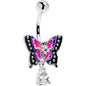 Clear Yellow Green Gem Exotic Butterfly Dangle Belly Ring
