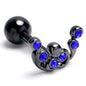 16G 1/4 Blue Gem Black Scrolling Elegance Cartilage Tragus Earring