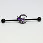 14G Purple Gem Black Moon Butterfly Heart Industrial Barbell 38mm